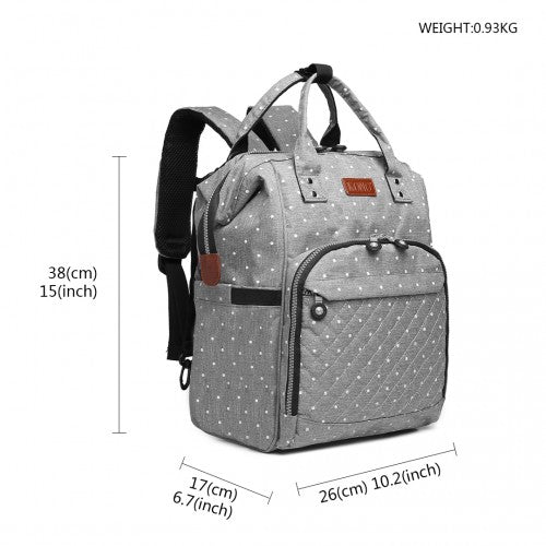 Easy Luggage E6705D2 - Kono Wide Open Designed Baby Diaper Changing Backpack Dot - Grey