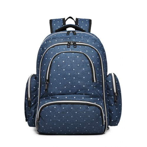 Easy Luggage E6706D2 - Kono Large Capacity Multi Function Baby Diaper Backpack Polka Dot Navy