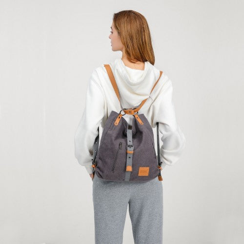 Easy Luggage E6850 - Kono Canvas Hobo Slouch Shoulder Bag and Backpack - Grey