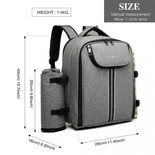 Easy Luggage E6915 - Kono Canvas Picnic Backpack - Grey