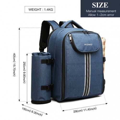 Easy Luggage E6915 - Kono Canvas Picnic Backpack - Navy Blue