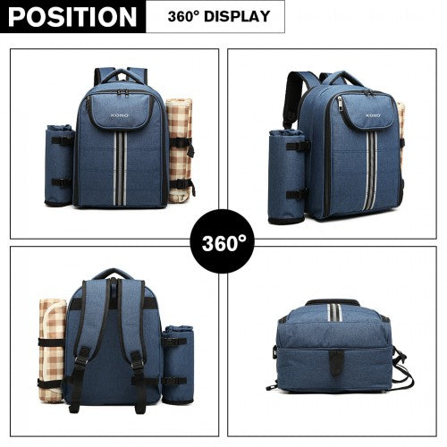 Easy Luggage E6915 - Kono Canvas Picnic Backpack - Navy Blue