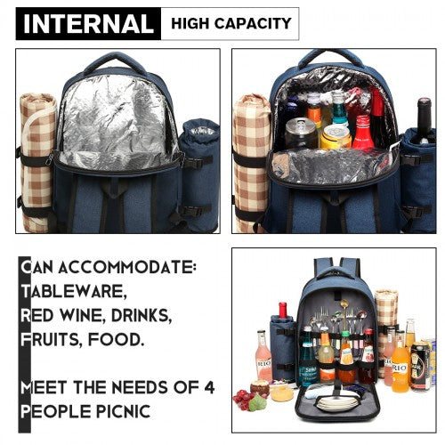 Easy Luggage E6915 - Kono Canvas Picnic Backpack - Navy Blue