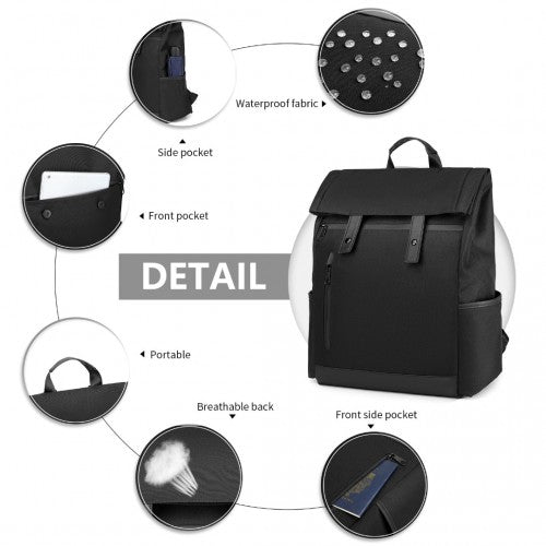 Easy Luggage EM2114 - Kono Waterproof Large Capacity School Laptop Backpack - Black