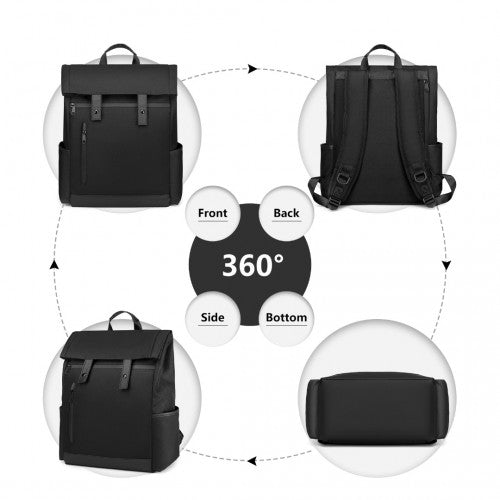 Easy Luggage EM2114 - Kono Waterproof Large Capacity School Laptop Backpack - Black
