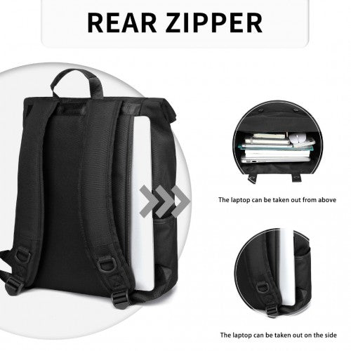 Easy Luggage EM2114 - Kono Waterproof Large Capacity School Laptop Backpack - Black