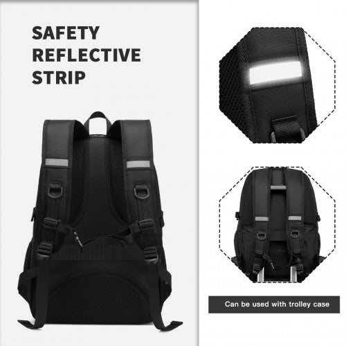 Easy Luggage EM2130 - Kono Functional Travel Backpack With USB Charging Port - Black