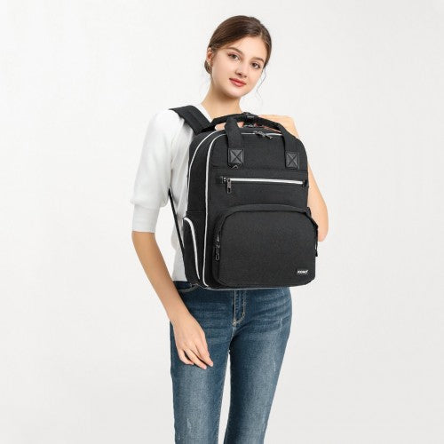 Easy Luggage EQ2039 - Kono Classic Multi Functional Changing Backpack With USB Charging Interface - Black