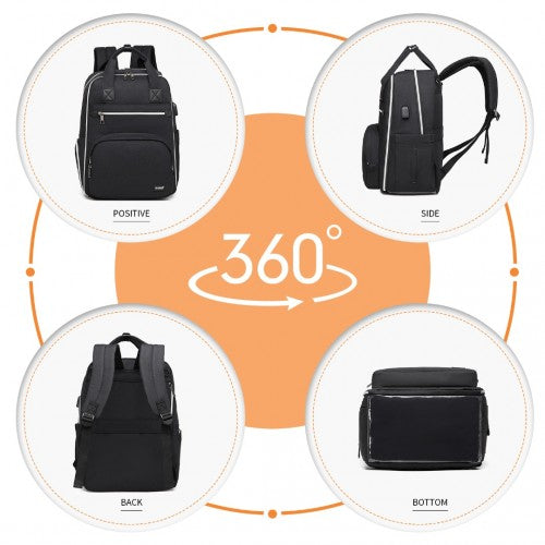 Easy Luggage EQ2039 - Kono Classic Multi Functional Changing Backpack With USB Charging Interface - Black