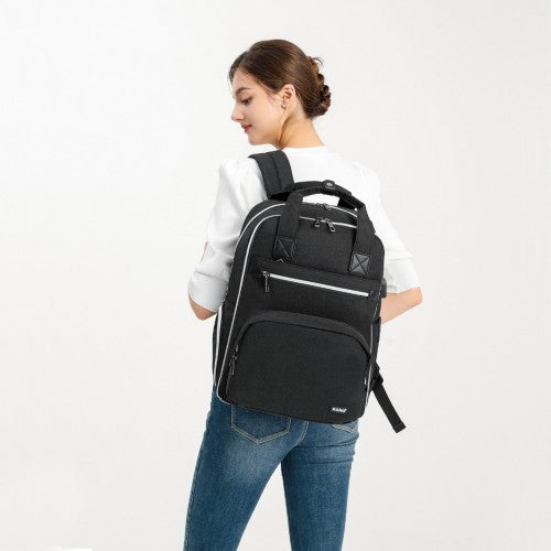 Easy Luggage EQ2039 - Kono Classic Multi Functional Changing Backpack With USB Charging Interface - Black