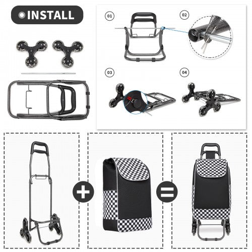 Easy Luggage EQ2043 - Kono 6 Wheel Push Shopping Trolley - Black