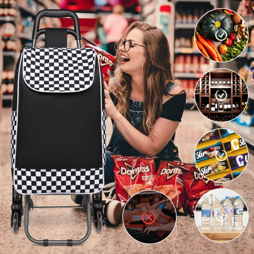Easy Luggage EQ2043 - Kono 6 Wheel Push Shopping Trolley - Black