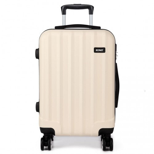 Easy Luggage K1773L - Kono Vertical Stripe Hard Shell Suitcase 24 Inch Luggage - Beige