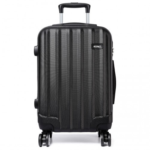 Easy Luggage K1773L - Kono Vertical Stripe Hard Shell Suitcase 24 Inch Luggage - Black