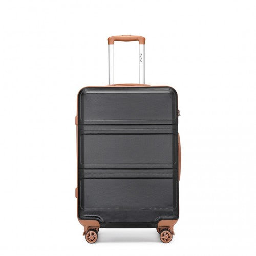 Easy Luggage K1871-1L - Kono ABS 24 Inch Sculpted Horizontal Design Suitcase - Black And Brown
