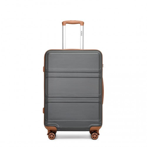 Easy Luggage K1871-1L - Kono ABS 24 Inch Sculpted Horizontal Design Suitcase - Grey And Brown