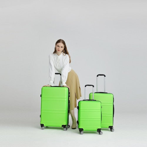 Easy Luggage K1871-1L - Kono ABS Sculpted Horizontal Design 3 Piece Suitcase Set - Green