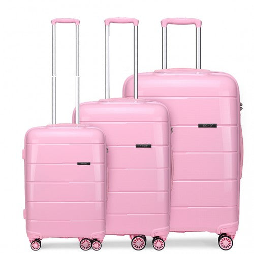 Easy Luggage K1997L - KONO 20-24-28” HARD SHELL PP SUITCASE SET - PINK