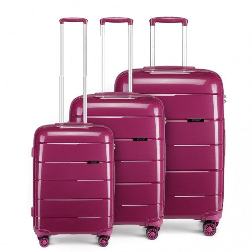 Easy Luggage K1997L - KONO 20-24-28” HARD SHELL PP SUITCASE SET - PURPLE
