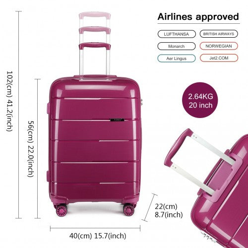 Easy Luggage K1997L - KONO 20-24-28” HARD SHELL PP SUITCASE SET - PURPLE