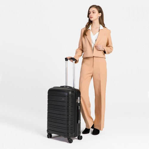 Easy Luggage K2091L - Kono 20 Inch Multi Texture Hard Shell PP Suitcase - Classic Collection - Black