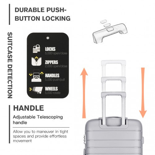 Easy Luggage K2091L - Kono Multi Texture Hard Shell PP Suitcase 3 Pieces Set - Classic Collection - Grey