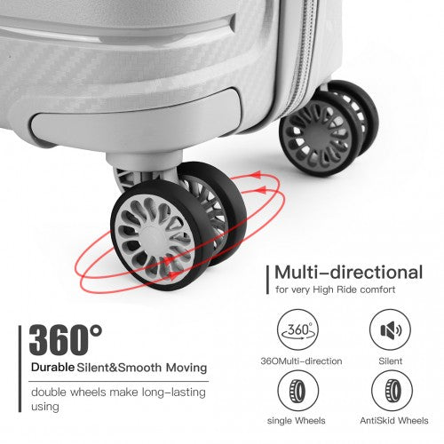 Easy Luggage K2091L - Kono Multi Texture Hard Shell PP Suitcase 3 Pieces Set - Classic Collection - Grey