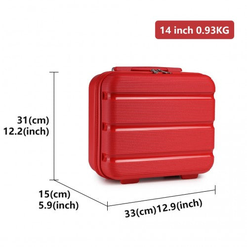 Easy Luggage K2092L - Kono 14 Inch Bright Hard Shell PP Vanity Case - Red