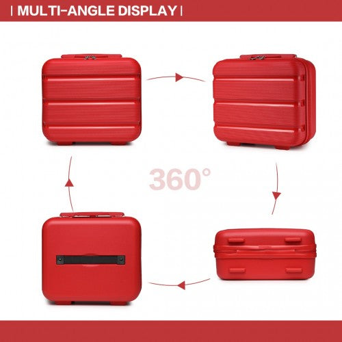 Easy Luggage K2092L - Kono Bright Hard Shell PP Suitcase With TSA Lock And Vanity Case 4 Pieces Set - Classic Collection - Red
