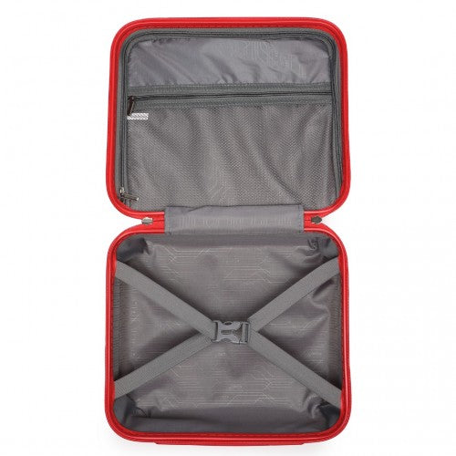 Easy Luggage K2092L - Kono Bright Hard Shell PP Suitcase With TSA Lock And Vanity Case 4 Pieces Set - Classic Collection - Red