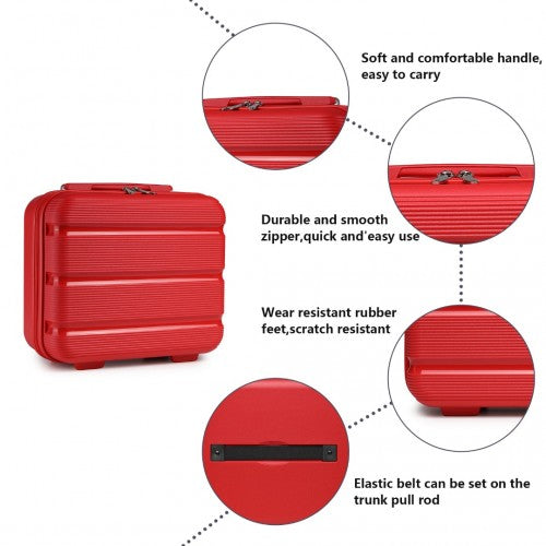Easy Luggage K2092L - Kono Bright Hard Shell PP Suitcase With TSA Lock And Vanity Case 4 Pieces Set - Classic Collection - Red