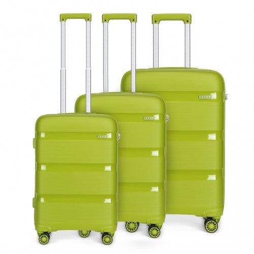 Easy Luggage K2092L - Kono Bright Hard Shell PP Suitcase 3 Pieces Set - Classic Collection - Green