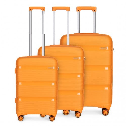Easy Luggage K2092 - Kono Bright Hard Shell PP Suitcase 3 Pieces Set - Classic Collection - Orange