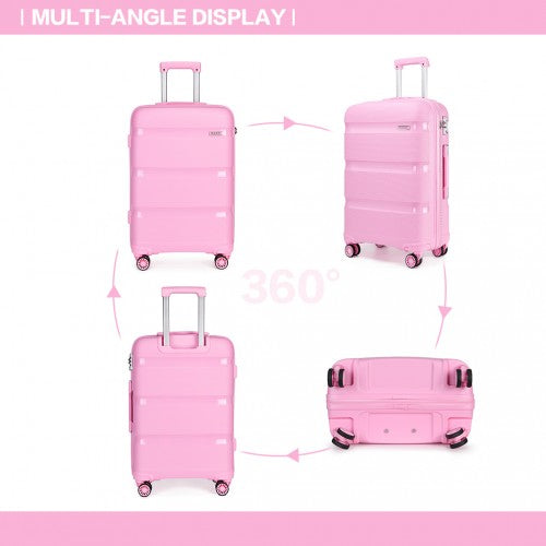 Easy Luggage K2092L - Kono Bright Hard Shell PP Suitcase 3 Pieces Set - Classic Collection - Pink