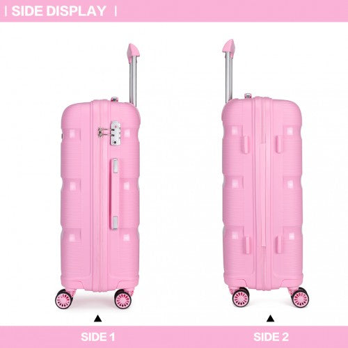 Easy Luggage K2092L - Kono Bright Hard Shell PP Suitcase 3 Pieces Set - Classic Collection - Pink