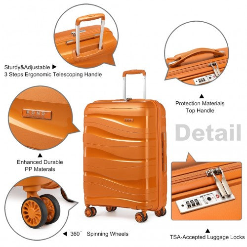 Easy Luggage K2094L - Kono 24 Inch Lightweight Polypropylene Hard Shell Suitcase With TSA Lock - Orange