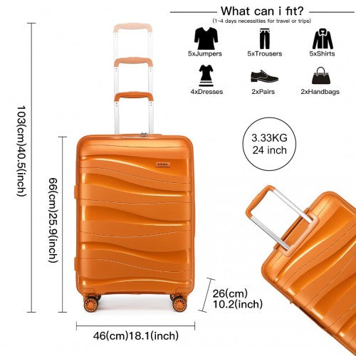 Easy Luggage K2094L - Kono 24 Inch Lightweight Polypropylene Hard Shell Suitcase With TSA Lock - Orange