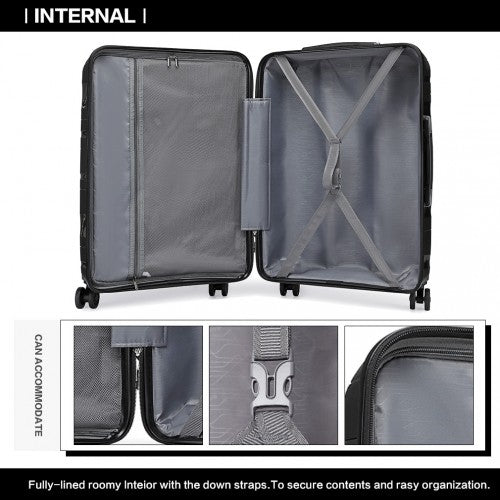 Easy Luggage K2094L - Kono 20 Inch Lightweight Polypropylene Hard Shell Suitcase With TSA Lock - Black