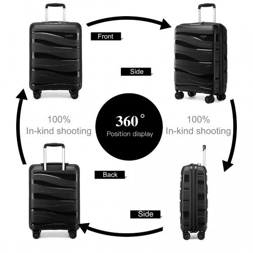 Easy Luggage K2094L - Kono 20 Inch Lightweight Polypropylene Hard Shell Suitcase With TSA Lock - Black