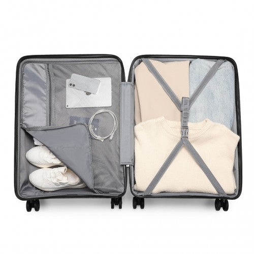 Easy Luggage K2094L - Kono 20 Inch Lightweight Polypropylene Hard Shell Suitcase With TSA Lock - Black