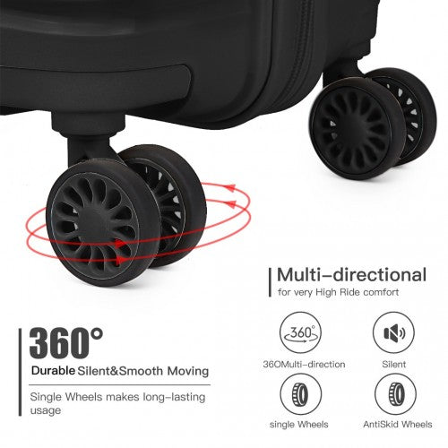 Easy Luggage K2094L - Kono 20 Inch Lightweight Polypropylene Hard Shell Suitcase With TSA Lock - Black