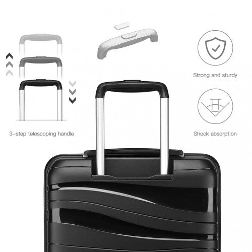 Easy Luggage K2094L - Kono 20 Inch Lightweight Polypropylene Hard Shell Suitcase With TSA Lock - Black