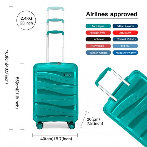 Easy Luggage K2094L - Kono 20 Inch Lightweight Polypropylene Hard Shell Suitcase With TSA Lock - Blue