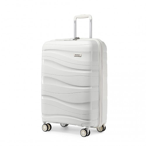 Easy Luggage K2094L - Kono 20 Inch Lightweight Polypropylene Hard Shell Suitcase With TSA Lock - Cream White