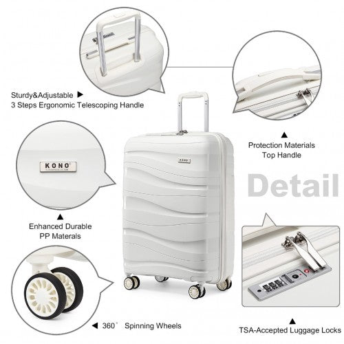 Easy Luggage K2094L - Kono 20 Inch Lightweight Polypropylene Hard Shell Suitcase With TSA Lock - Cream White