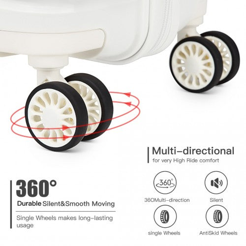 Easy Luggage K2094L - Kono 20 Inch Lightweight Polypropylene Hard Shell Suitcase With TSA Lock - Cream White