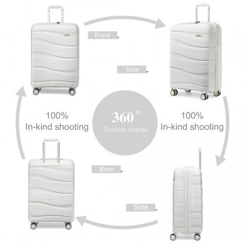 Easy Luggage K2094L - Kono 20 Inch Lightweight Polypropylene Hard Shell Suitcase With TSA Lock - Cream White