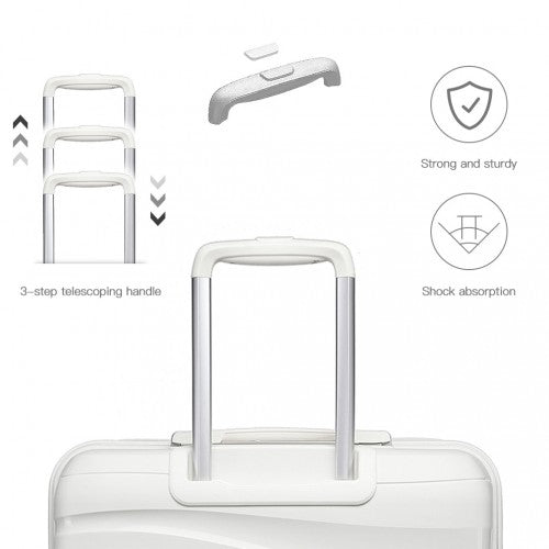 Easy Luggage K2094L - Kono 20 Inch Lightweight Polypropylene Hard Shell Suitcase With TSA Lock - Cream White