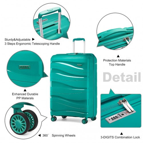 Easy Luggage K2094L - Kono 24 Inch Lightweight Polypropylene Hard Shell Suitcase With TSA Lock - Blue
