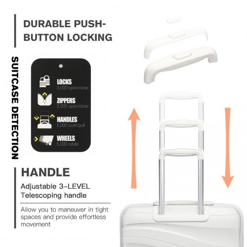 Easy Luggage K2094L - Kono 24 Inch Lightweight Polypropylene Hard Shell Suitcase With TSA Lock - Cream White